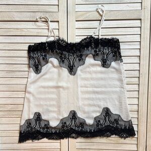 Chic White and Black Lace Camisole
